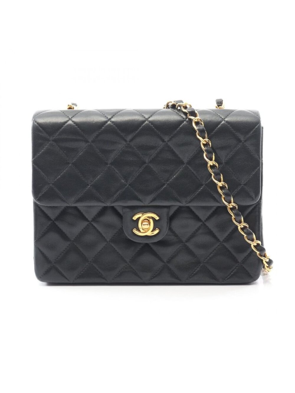Chanel Shoulder Bag Mini Quilted 20 Black Lambskin Chain